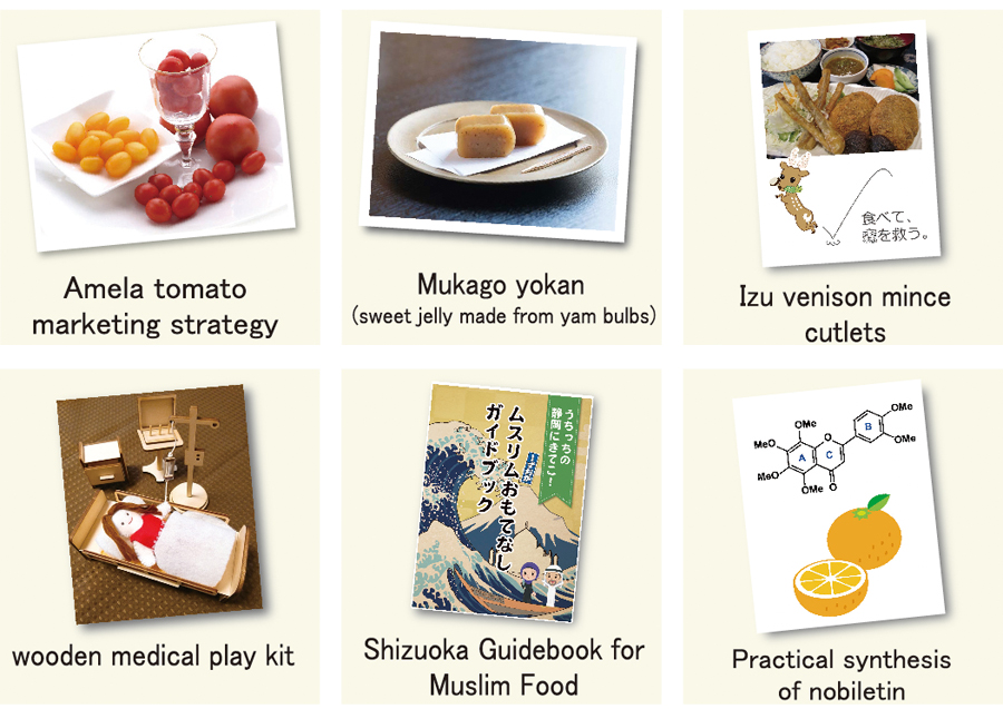 Amela tomato marketing strategy, Mukago yokan, Izu venison mince cutlets, wooden medical play kit, Shizuoka Guidebook for Muslim Food, Practical synthesis of nobiletin